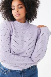 Plus Size Pointelle Mock Neck Sweater