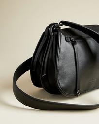 Small zip detail curved satchel