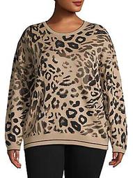 Plus Leopard-Print Textured Sweater