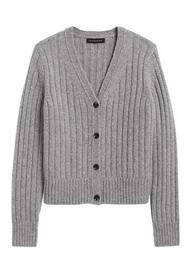 Merino-Blend Boxy Cropped Cardigan Sweater