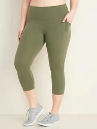 High-Waisted Elevate Side-Pocket Plus-Size Compression Crops   
