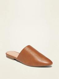 Faux-Leather Pointy-Toe Mule Flats for Women