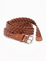 Braided Faux-Leather Belt for Women (1")