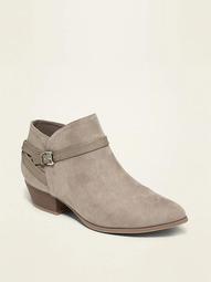 Faux-Suede Ankle-Strap Boots for Women