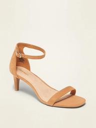 Faux-Suede Kitten-Heel Sandals for Women