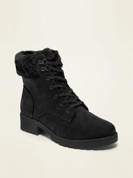 Faux-Fur-Lined Sueded Boots for Women