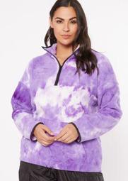 Plus Purple Tie Dye Half Zip Polar Fleece Pullover