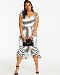 Simply Be By Night Stripe Off-the-Shoulder Fishtale Dress