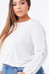 Plus Size Button-Sleeve Top