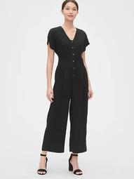 Pleated Button-Front Jumpsuit in TENCEL™