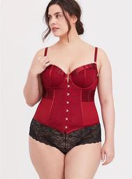 Red Lace & Mesh Strappy Underwire Bustier
