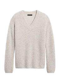 Merino-Blend Oversized V-Neck Sweater