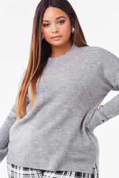 Plus Size Ribbed High-Low Sweater