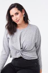 Plus Size Marled Twist-Front Top