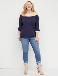 Bell-Sleeve Off-the-Shoulder Sweater