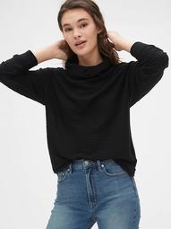Ribbed Funnel-Neck Pullover Sweater