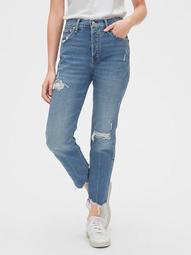 High Rise Rip & Repair Cheeky Straight Jeans with Secret Smoothing Pockets