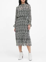 Print Sheer Midi Dress