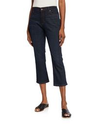 Coated Stretch-Denim Cropped Flare Jeans