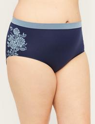 Seamless Full Brief Panty with Floral Imprint 