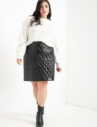 Quilted Faux Leather Skirt With Studs