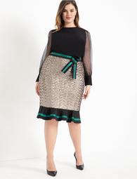 Sequin Column Skirt With Flounce