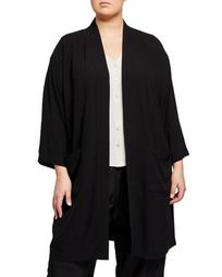 Plus Size Silk Crepe Kimono Jacket