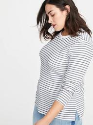 Slim-Fit Plus-Size Brushed-Knit Striped Top 