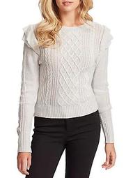 Kathy Ruffle Neck Cable Sweater