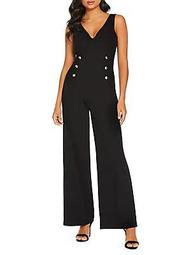 Button-Front Palazzo Jumpsuit