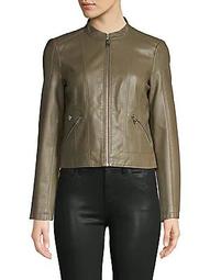 Faux Leather Zip-Front Jacket