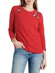 Embroidered Bouquet Crewneck Top