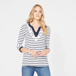 Embroidered Stripe Knit Extended Top