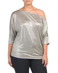 Plus Made In Usa One Shoulder Metallic Top