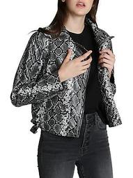 Snakeskin-Print Faux Leather Jacket
