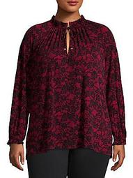 Floral Lace Shirred Top