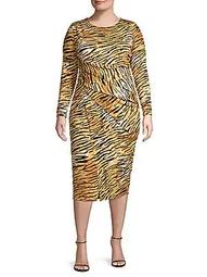 Plus Plus Tiger-Print Midi Dress