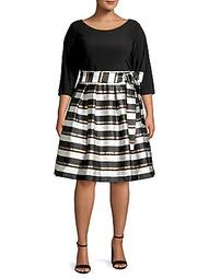 Plus Plus Striped Fit-and-Flare Dress