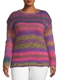 No Comment Juniors' Plus Size Space-Dyed Drop Shoulder Sweater