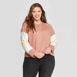Women's Plus Size Crewneck Tie-Dye Sweatshirt - Universal Thread™ Brown