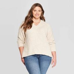 Women's Plus Size V-Neck Boucle Pullover Sweater - Universal Thread™