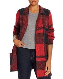 Plaid Open-Front Cardigan