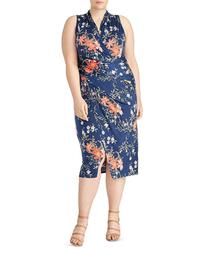 Bret Ruched Floral-Print Jersey Dress