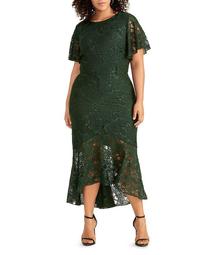 Margherite Sparkle Lace Midi Dress