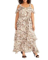 Luciana Cold-Shoulder Floral Maxi Dress