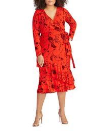 Coco Flocked Floral Wrap Dress