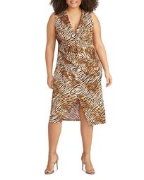 Bret Ruched Tiger-Print Jersey Dress