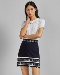 Frill striped mini skirt