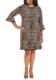 Plus Size Cheetah Flounce Hem Dress