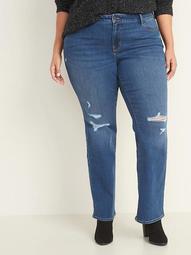 Mid-Rise Distressed Plus-Size Kicker Boot-Cut Jeans